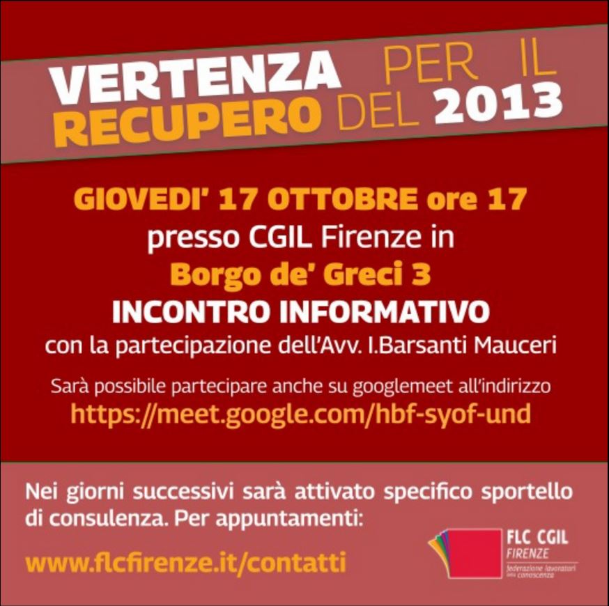 Immagine per Vertenza recupero 2013, incontro informativo 17/10